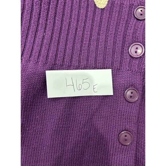 Classic Elements NWT Purple Embroidered Floral Leaf Cardigan Sweater Sz Large - Picture 9 of 9